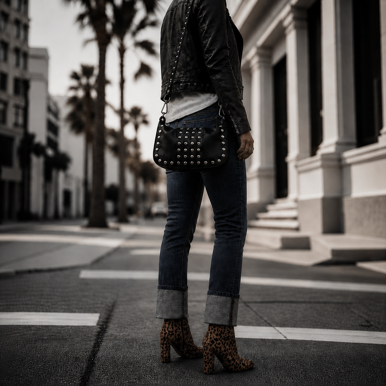 BX Noir Studded Crossbody Bag, Small leather handbag