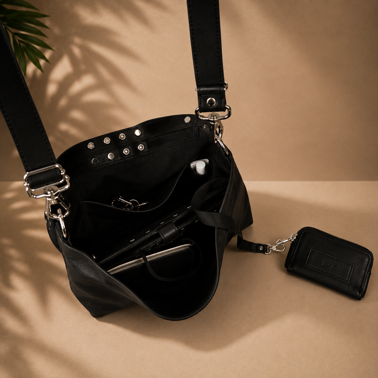 BX Noir Studded Crossbody Bag, Small leather handbag