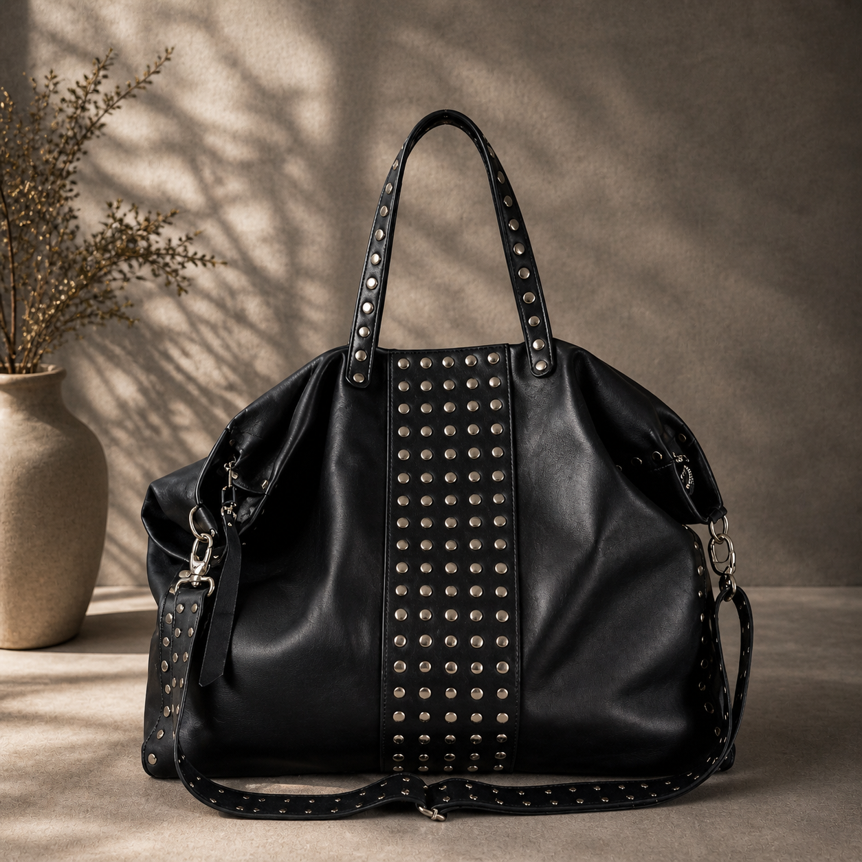BX Atlas Tote – Oversized Studded Leather Bag Handcrafted in Barcelona
