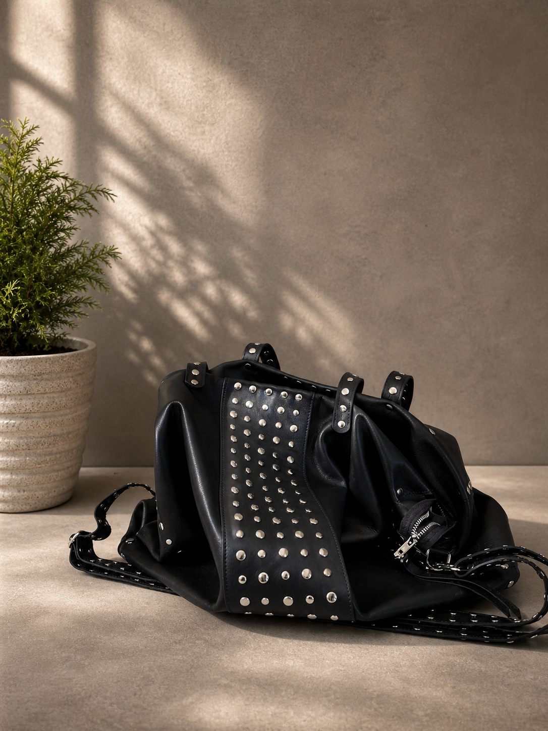 BX Atlas Tote – Oversized Studded Leather Bag Handcrafted in Barcelona