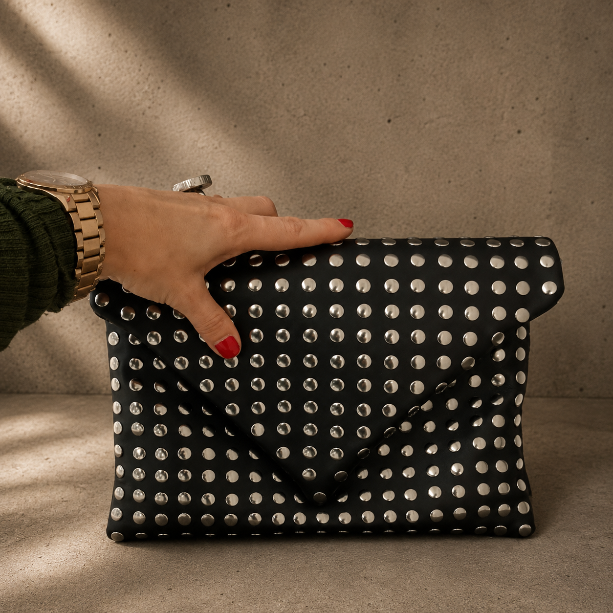 BX Eclipse Clutch – Studded Leather Clutch Handcrafted in Barcelona