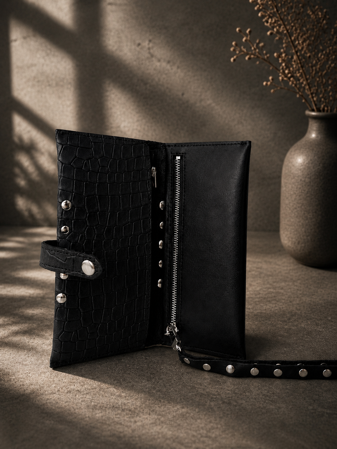 BX Obsidian Studded Leather Wallet