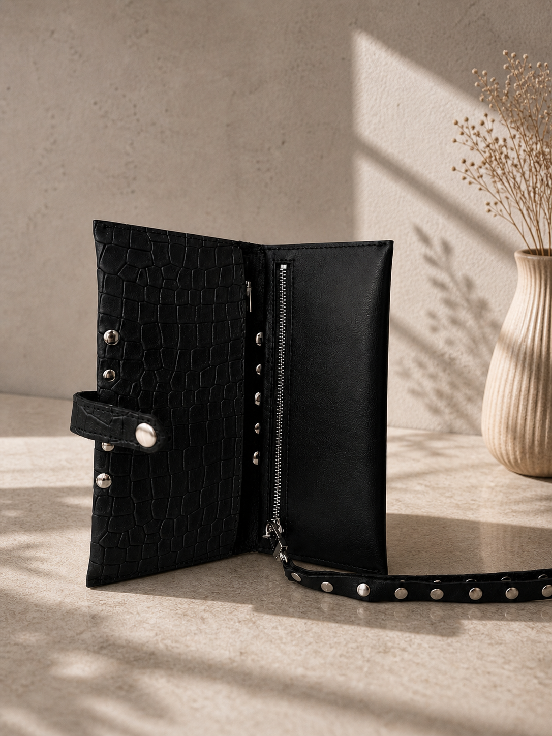 BX Obsidian Studded Leather Wallet