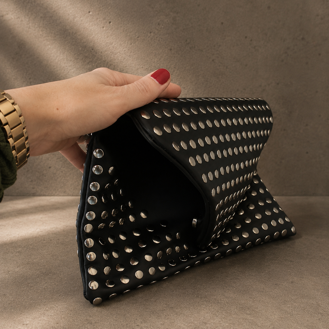 BX Eclipse Clutch – Studded Leather Clutch Handcrafted in Barcelona