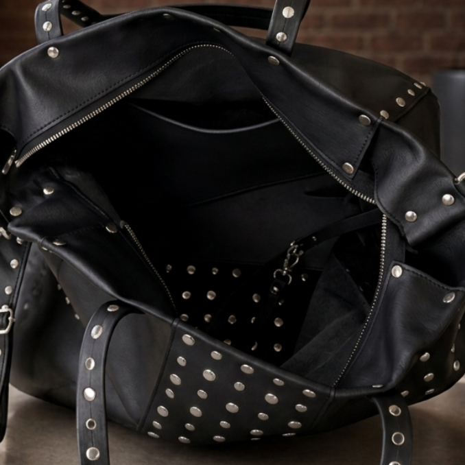 BX Atlas Tote – Oversized Studded Leather Bag Handcrafted in Barcelona