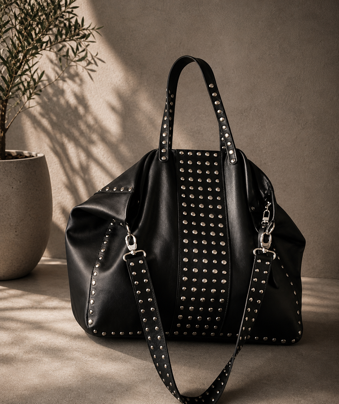 BX Atlas Tote – Oversized Studded Leather Bag Handcrafted in Barcelona