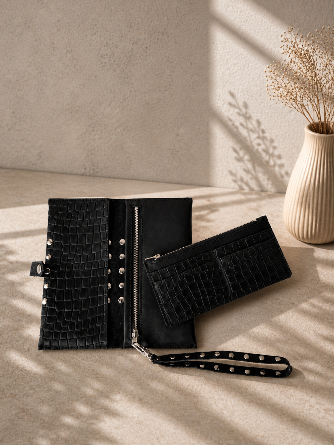 BX Obsidian Studded Leather Wallet